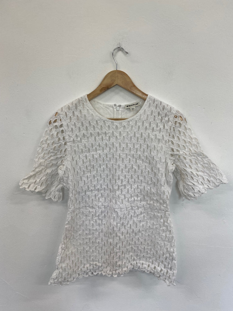 Fabulous Whistles Off-white Broderie Blouse UK12 CD434