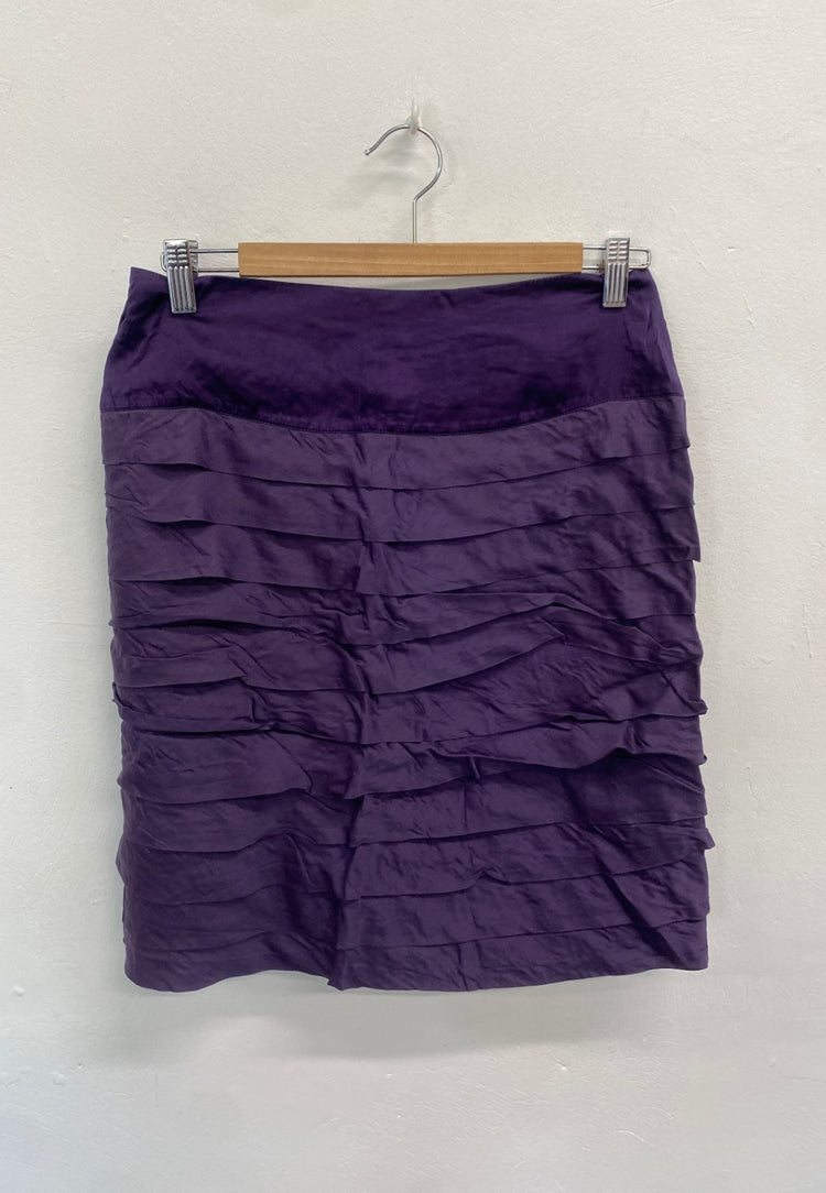 Fabulous REISS Skirt Uk 10 Purple tiered ruffle CD434