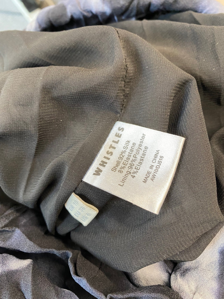 Fabulous Whistles silk ruffle mini Dress UK10 Navy tie die Party occasion CD434