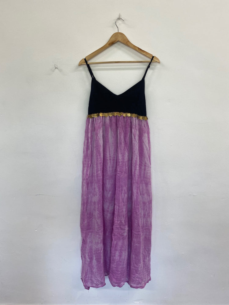 Boho Chic River Island Black & Pink Maxi Dress UK M CD434