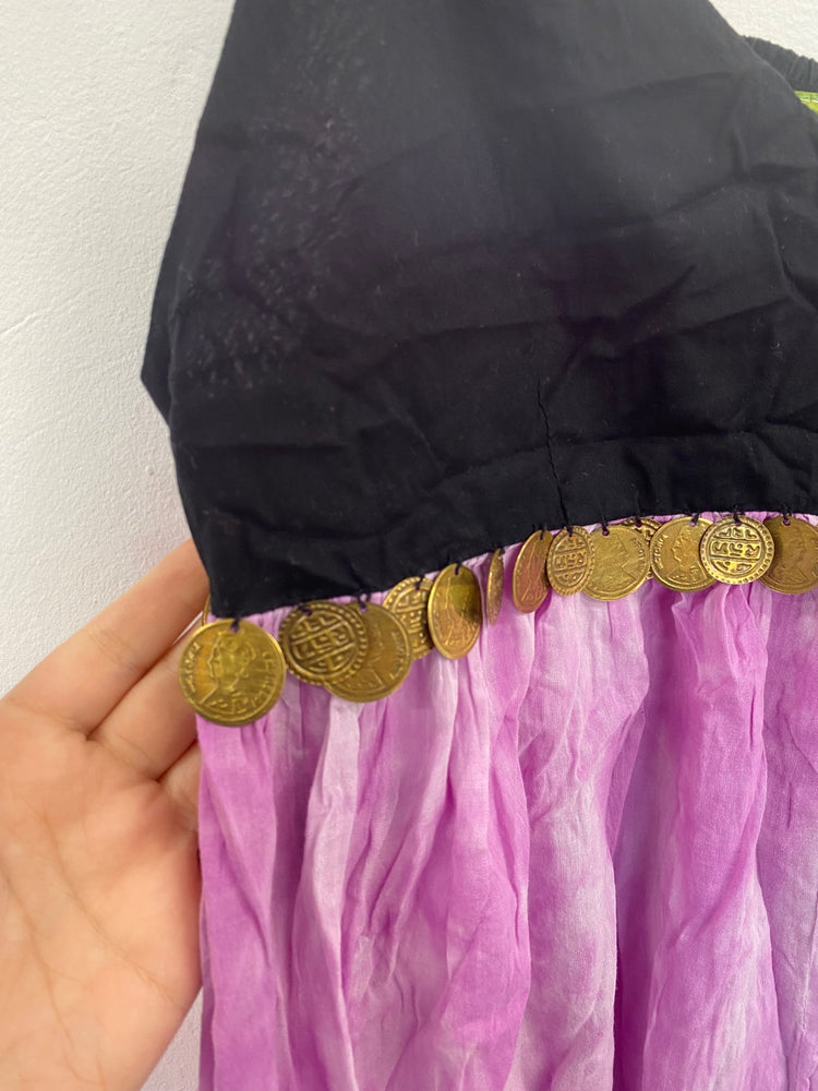 Boho Chic River Island Black & Pink Maxi Dress UK M CD434