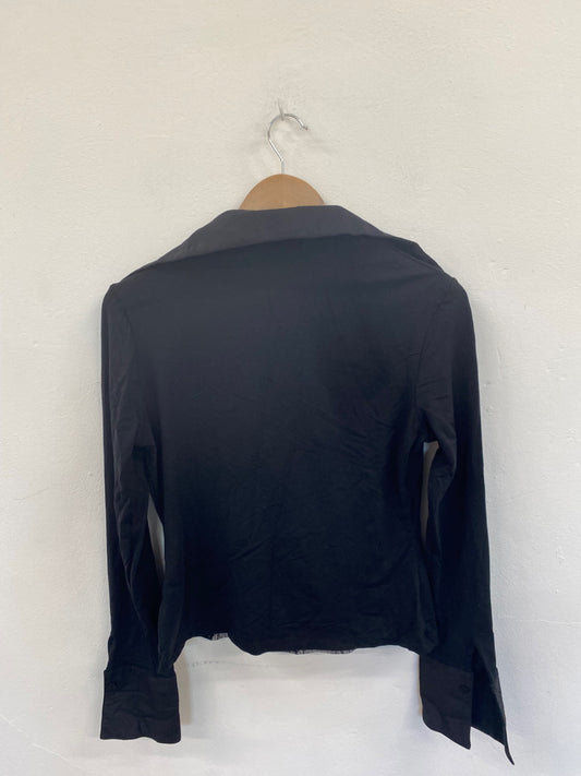 Fabulous Blanc Nature Black Lace Panel Blouse UK16 NR001