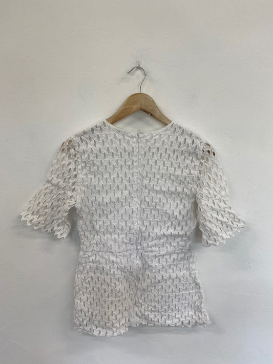 Fabulous Whistles Off-white Broderie Blouse UK12 CD434