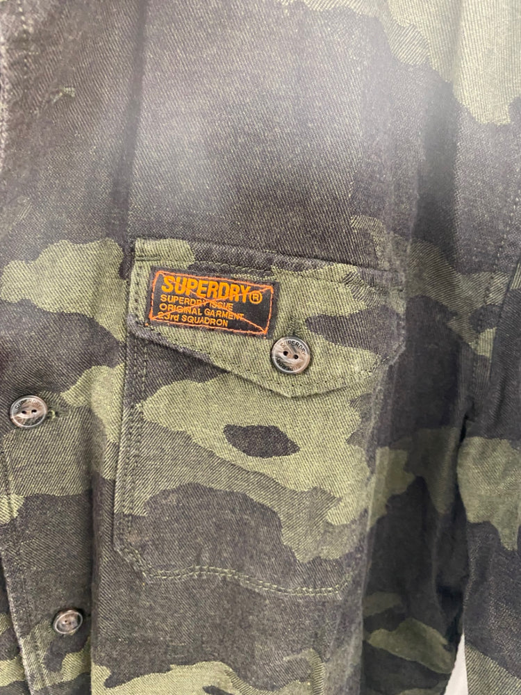 Classic Superdry Khaki Camo Denim Shirt UK XL ML435