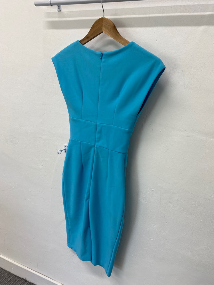 Fabulous Diva fitted party formal Dress UK S Light Blue SN005