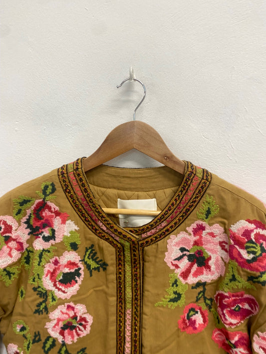 Fabulous Anthropologie needle point Bomber Jacket UK XS Multicolour embroidered KB001