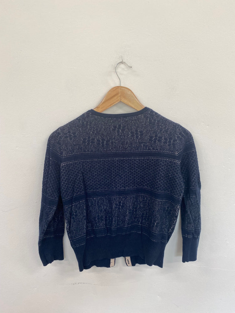 Fabulous Intimissimi Navy Floral Knit Cardigan UK S KB001