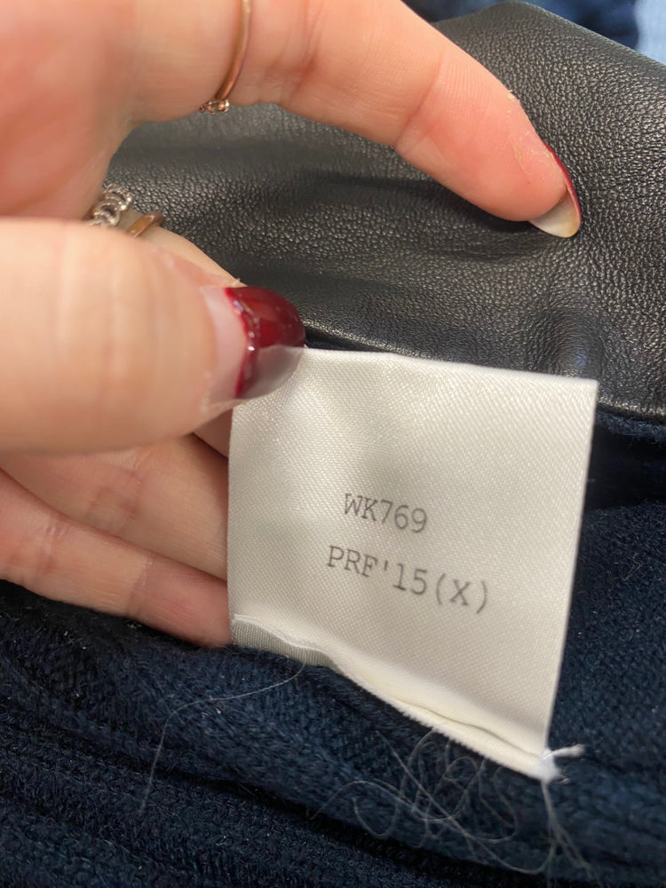 Fabulous Pringle of scotland Sweater UK S Navy blue Leather and cashmere KB001