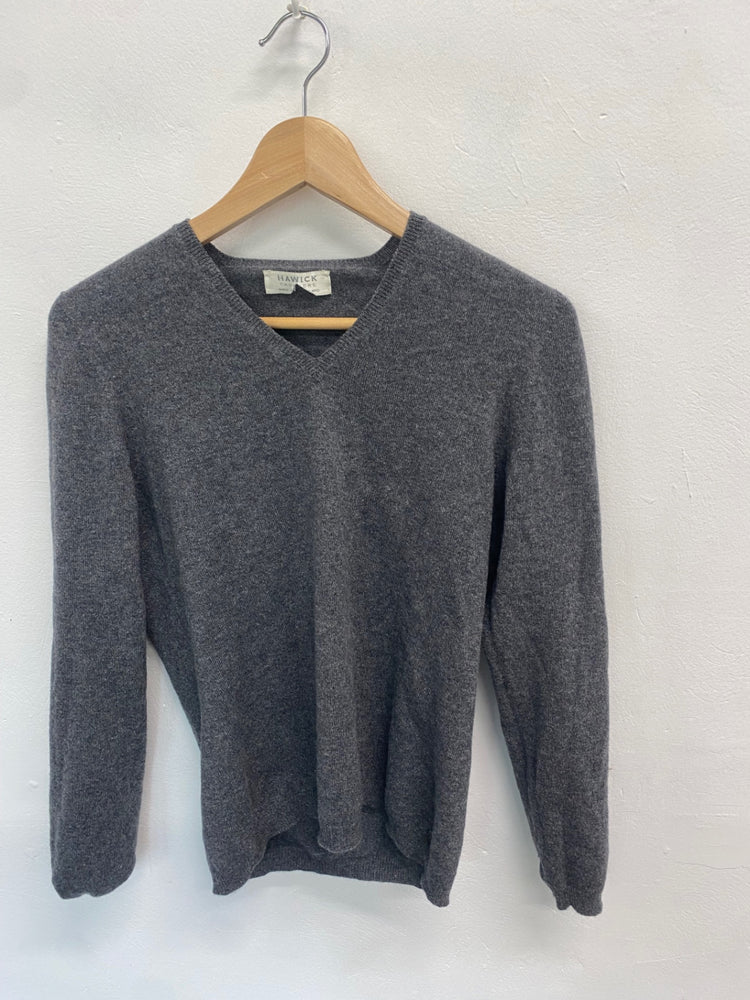 Fabulous Hawick Cashmere Sweater UK S Grey KB001