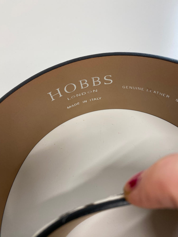 Fabulous HOBBS houndstooth ponyskin Belt UK S Black & Ivory 38” KB001