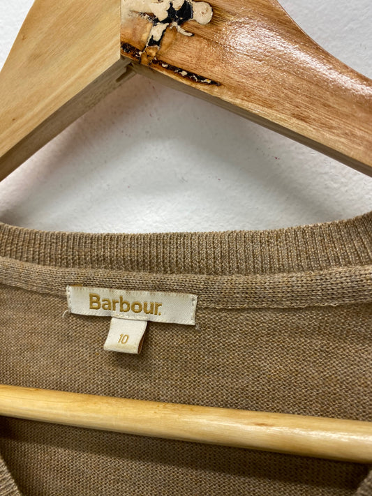 Fabulous Barbour Bark Merino V Neck Sweater UK10 Beige Classic KB001