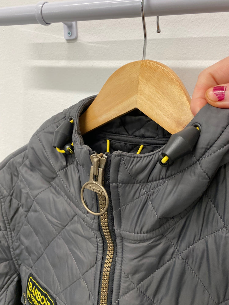 Fabulous Barbour International Paxton Quilted jacket UK M Charcoal Grey KB001