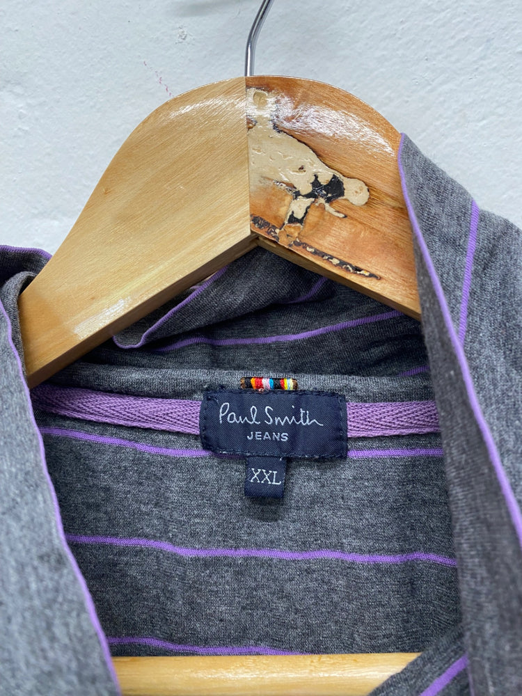 Fabulous Y2K Paul Smith zip up Top UK XXL Gray with Purple Stripes KB001