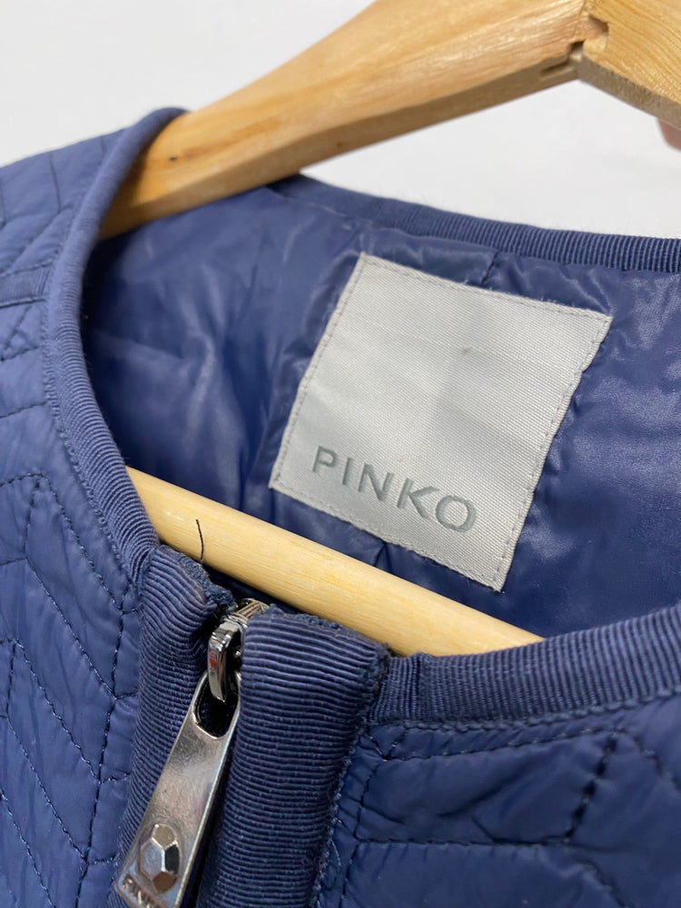 Fabulous PINKO navy blue mid length Quilted coat Uk8 cosy KB001