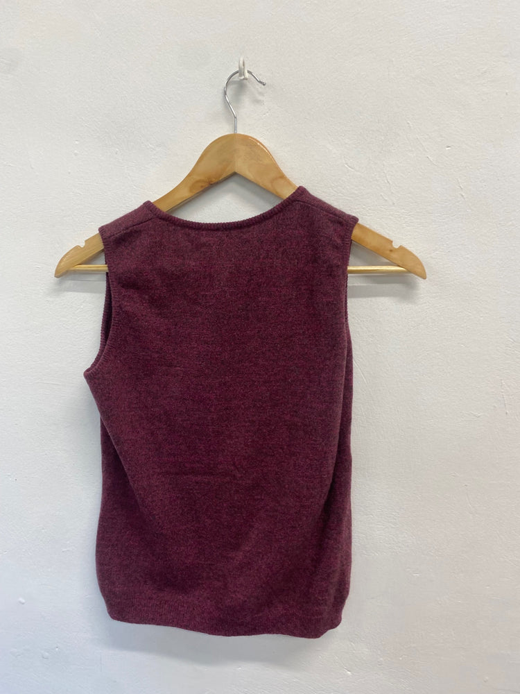 Fabulous Hawick Cashmere Sleeveless jumper UK S Burgundy KB001