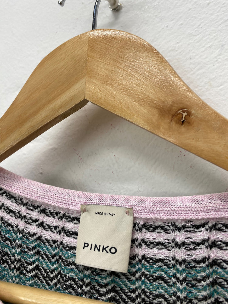 Fabulous PINKO striped knit stretch Midi Dress UKS Pinks KB001