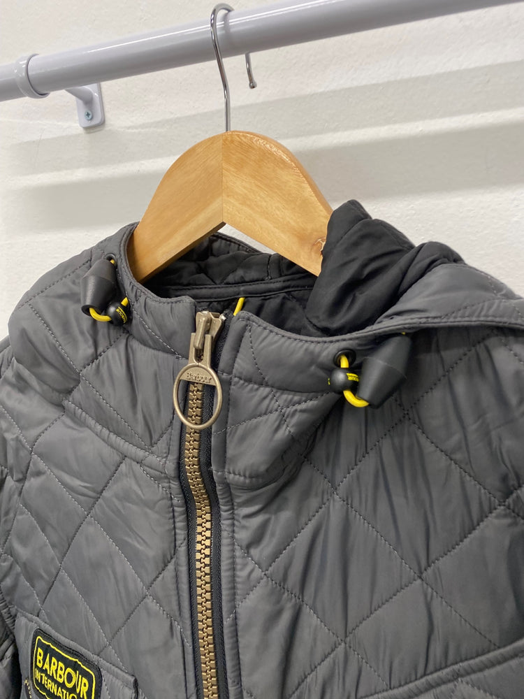 Fabulous Barbour International Paxton Quilted jacket UK M Charcoal Grey KB001