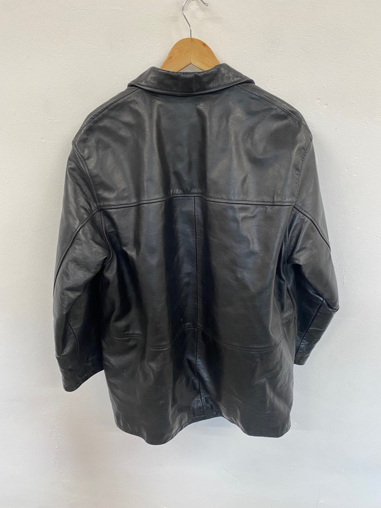 Fabulous Marella Leather Coat UK14 Black KB001