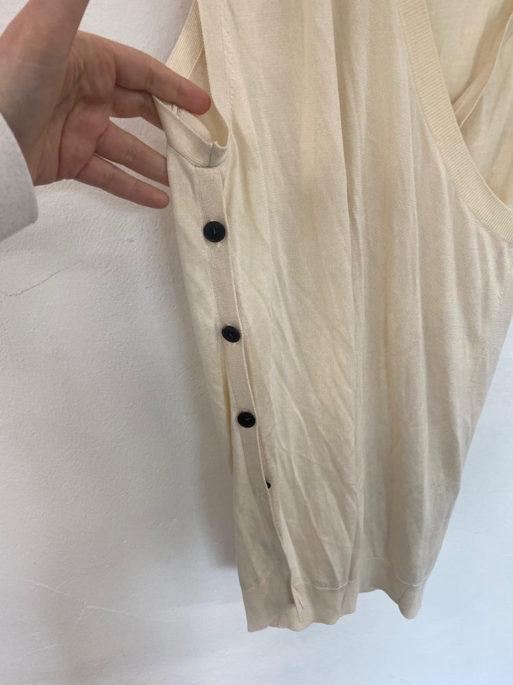 Fabulous Pringle Asymmetric Silk Wool Blend Cream Jumper UK S KB001