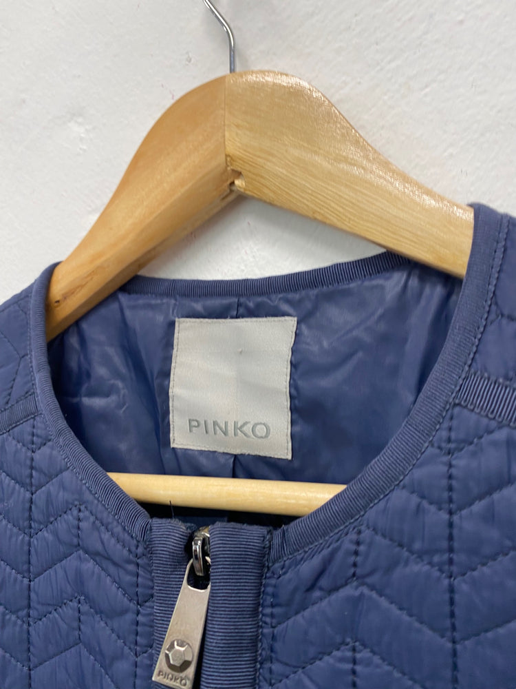 Fabulous PINKO navy blue mid length Quilted coat Uk8 cosy KB001