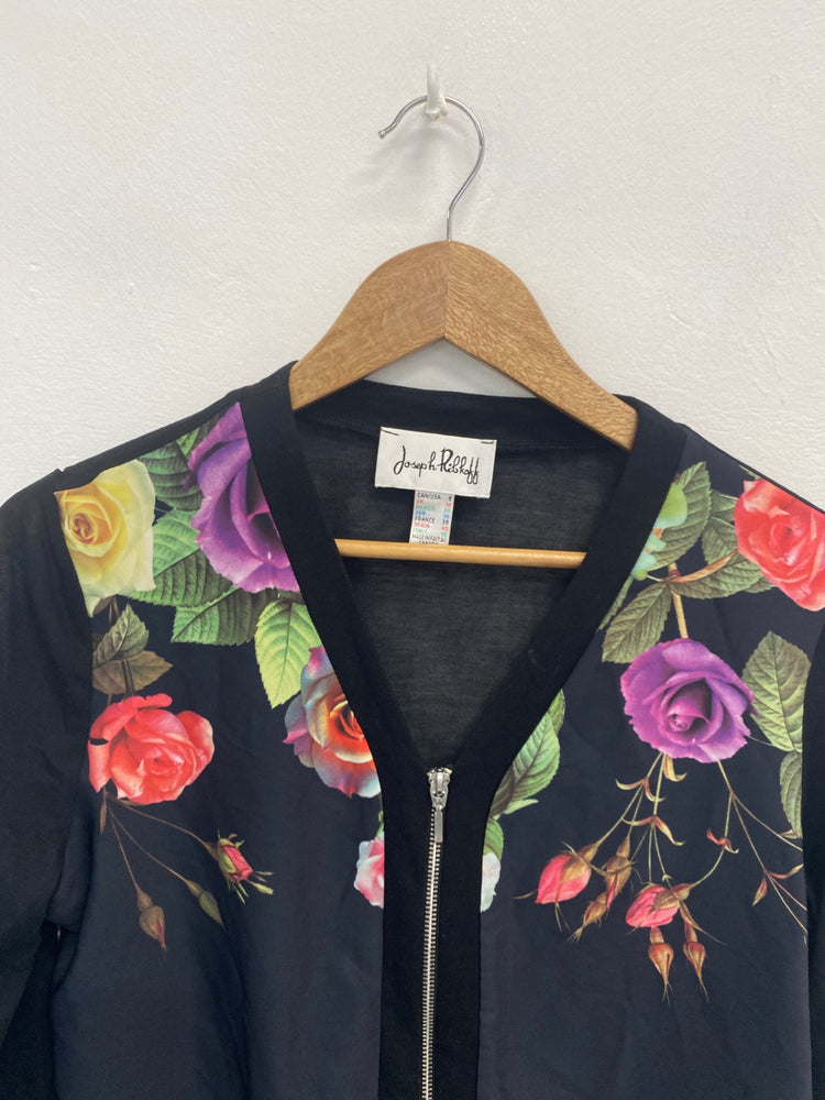 Fabulous Joseph Ribkoff Blouse Uk 10 Black floral Zip through KM004