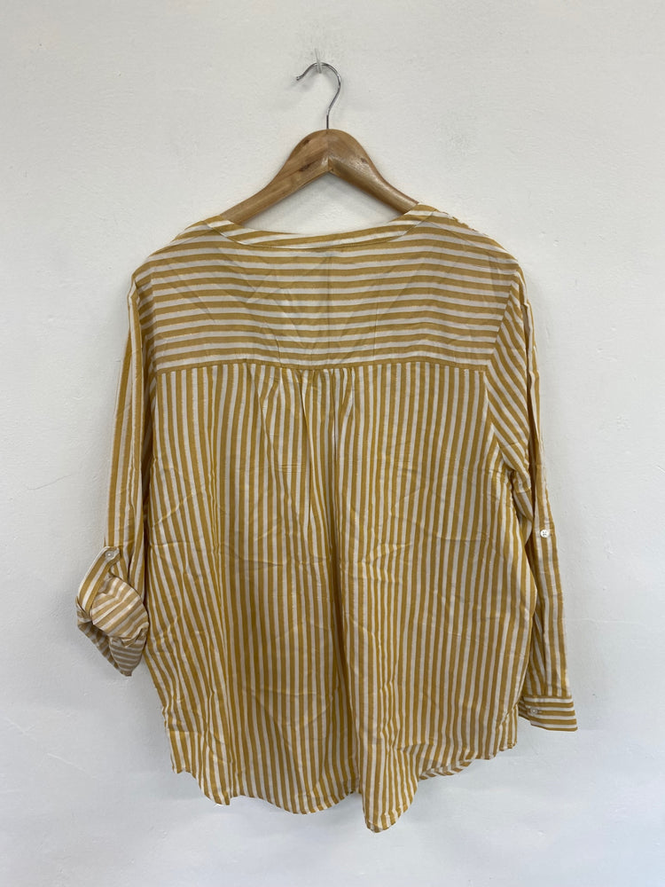 Fabulous George Mustard & White Shimmer Stripe Shirt UK22 LK006