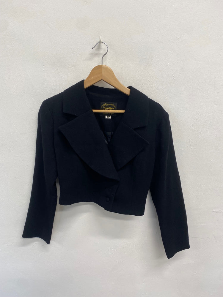 Fabulous Droopy browns by Angela holmes Cropped blazer Uk 8 Black JW001