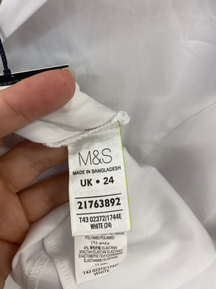 Fabulous M&S Collection White Dart Detail Button Shirt UK24 LK006