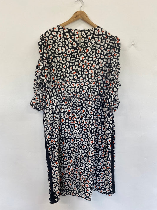 Fabulous George Black Mix Animal Print Midaxi Dress UK24 LK006