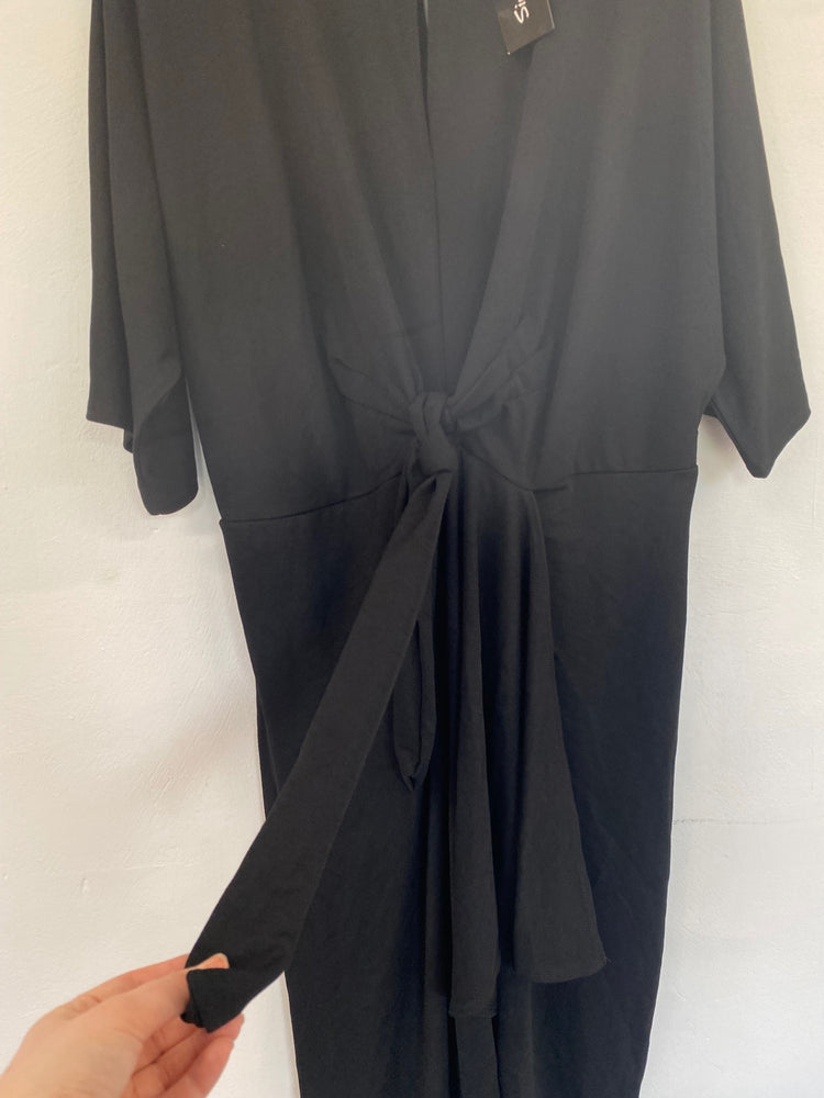 Fabulous Simply Be Black Tie Detail Midaxi Dress UK22 LK006