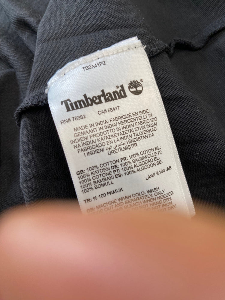 Fabulous Timberland cropped loose Long sleeve top UK L Black Supima cotton pleated back BS001