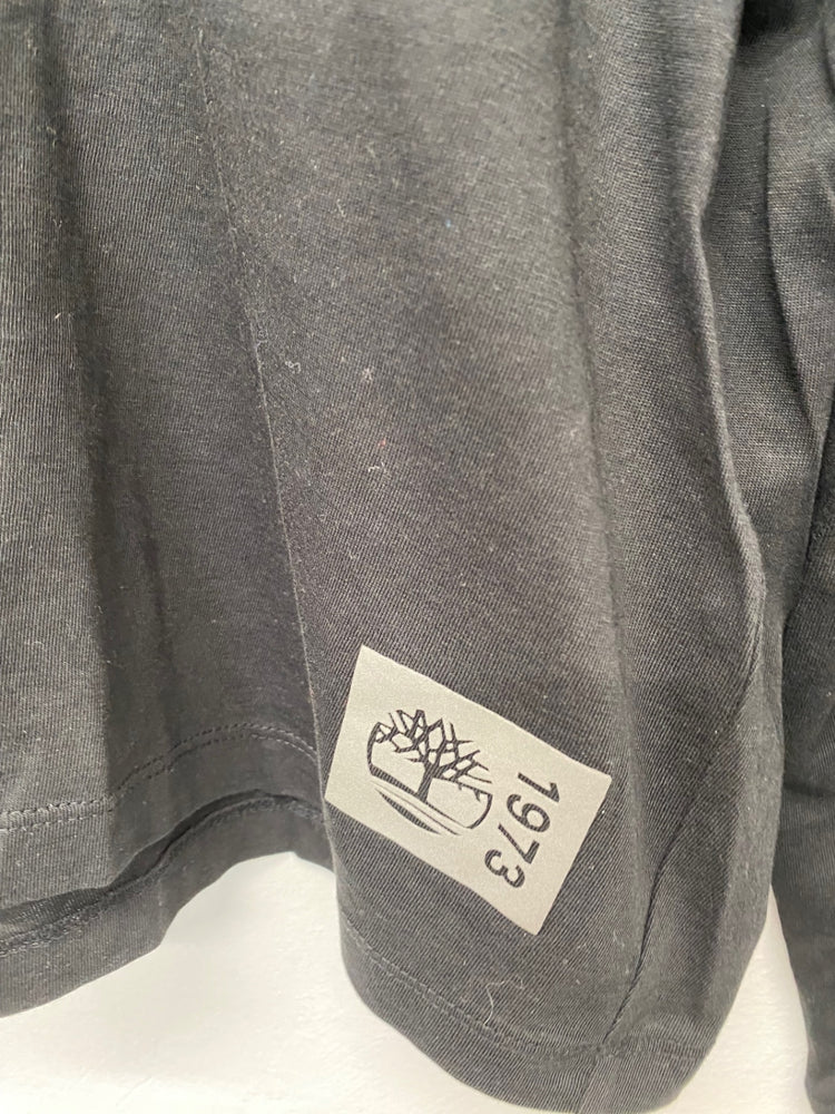 Fabulous Timberland cropped loose Long sleeve top UK L Black Supima cotton pleated back BS001