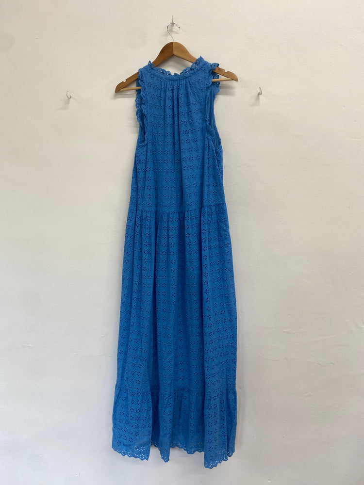 Fabulous Hatley Dress UK L Blue broderie maxi summer GM143