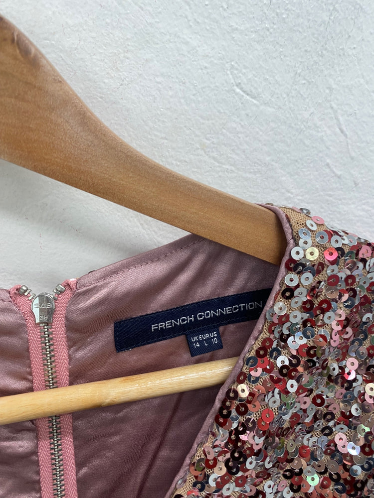 Fabulous French Connection Dress UK 14 Rose Gold GM143
