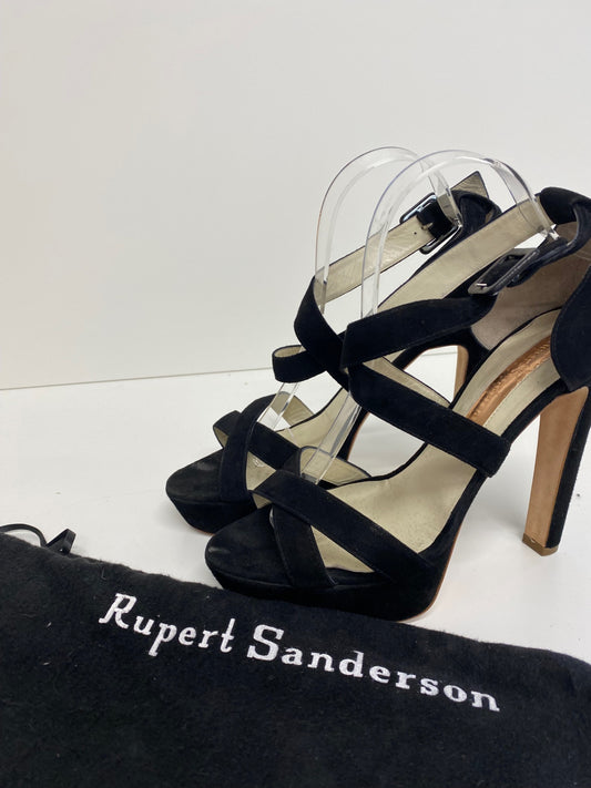 Fabulous Rupert Sanderson High Heel Strappy platform Shoes UK6.5 Black GM143