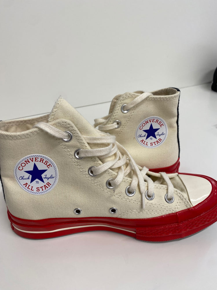 Fabulous Converse x Comme Des Garçons Sneakers Hi Tops UK5 Beige & Red BS001