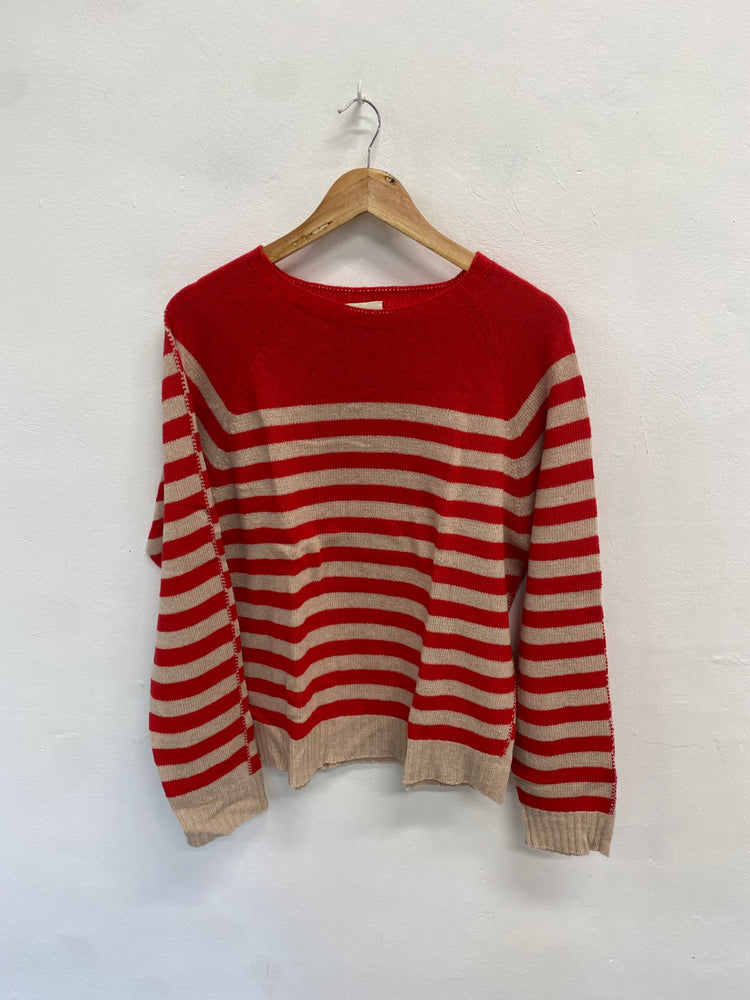 Fabulous Alysi chocolat Knitted jumper UK L Red and beige striped BS001