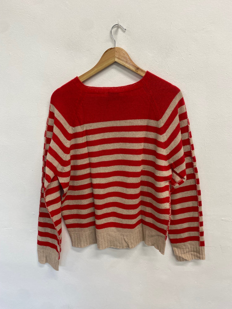 Fabulous Alysi chocolat Knitted jumper UK L Red and beige striped BS001