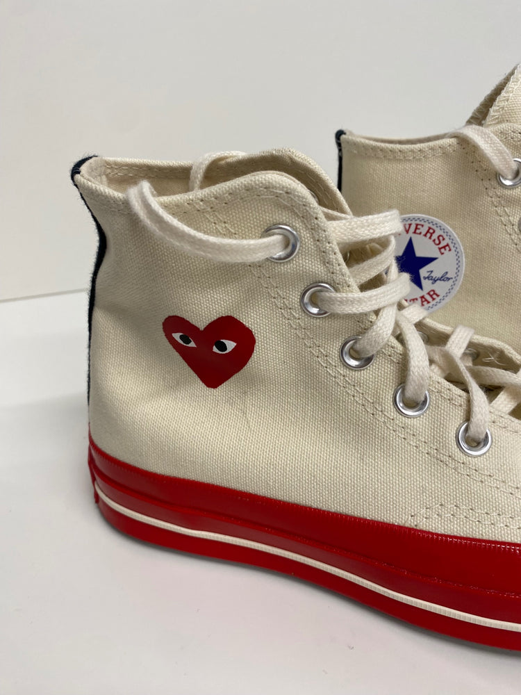 Fabulous Converse x Comme Des Garçons Sneakers Hi Tops UK5 Beige & Red BS001