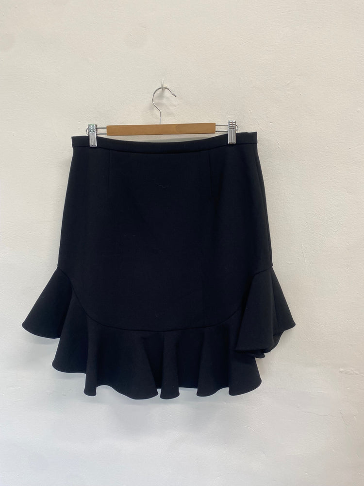 Fabulous Leifsdottir Skirt UK12 Black frill hem midi BS001