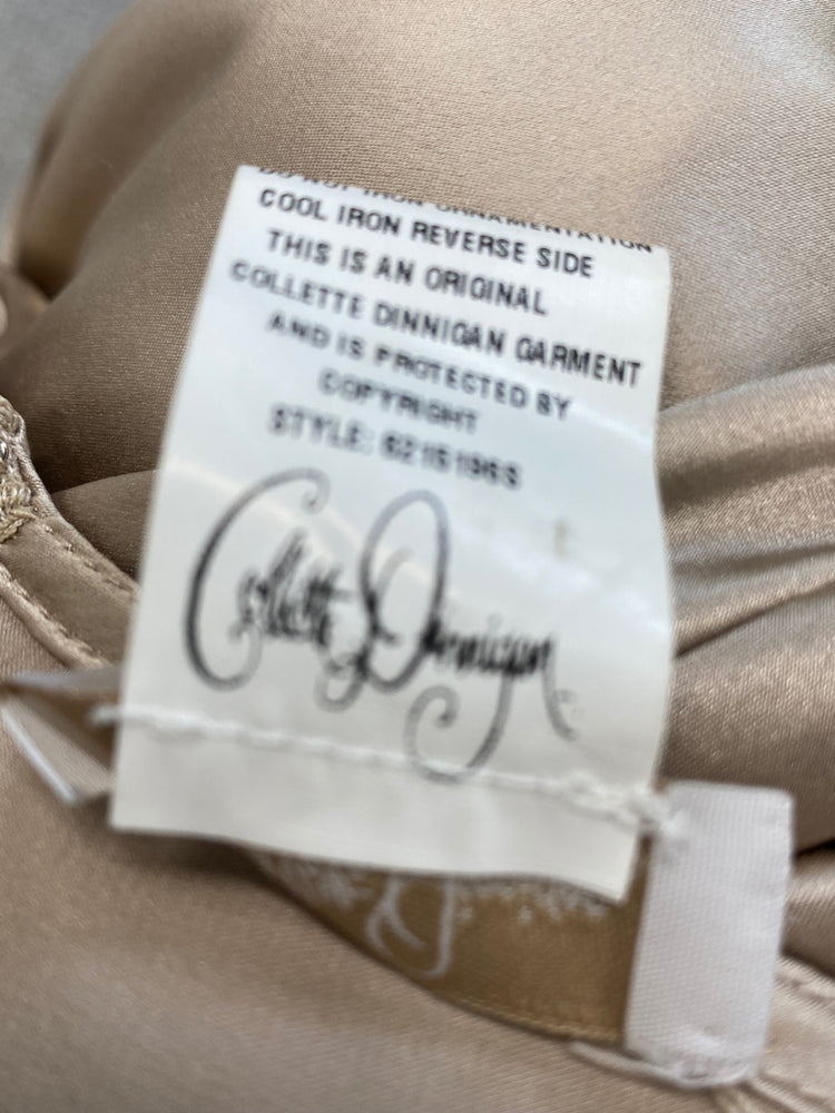 Fabulous Collette dinnegan Dress UK L Beige silk jewel formal GM143