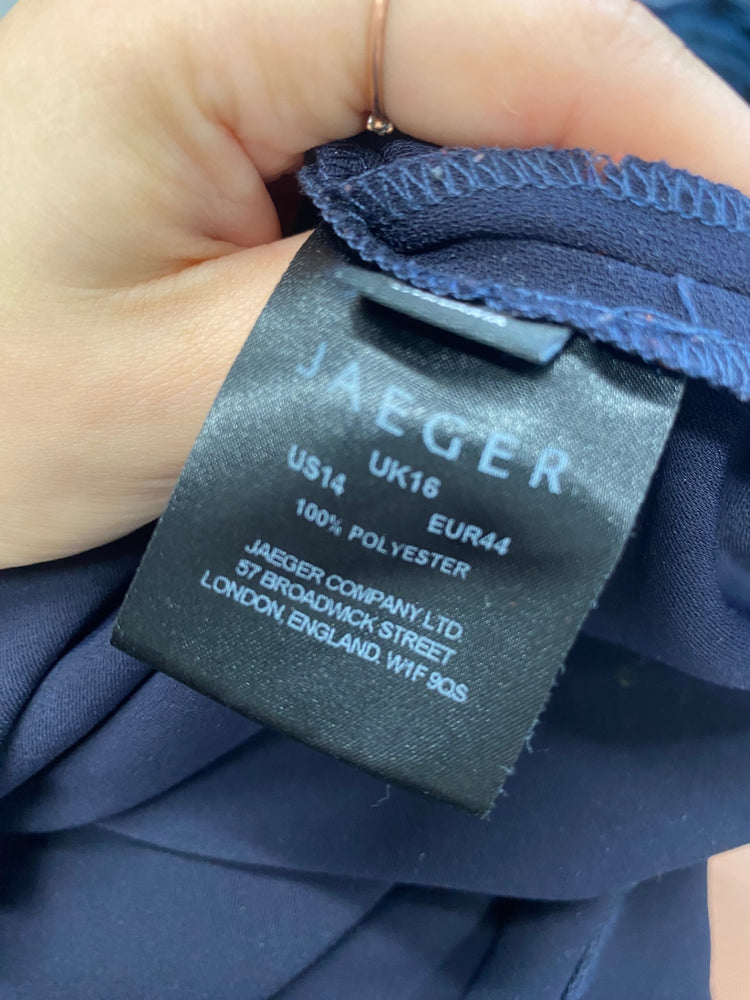 Fabulous JAEGER Dress UK16 Navy Blue floaty BS001