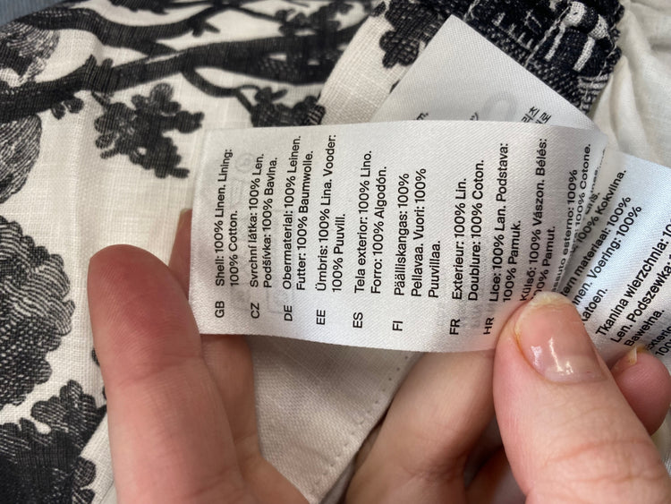 Fabulous Cos Black & Ivory Toile Linen Trousers UK16 BS001