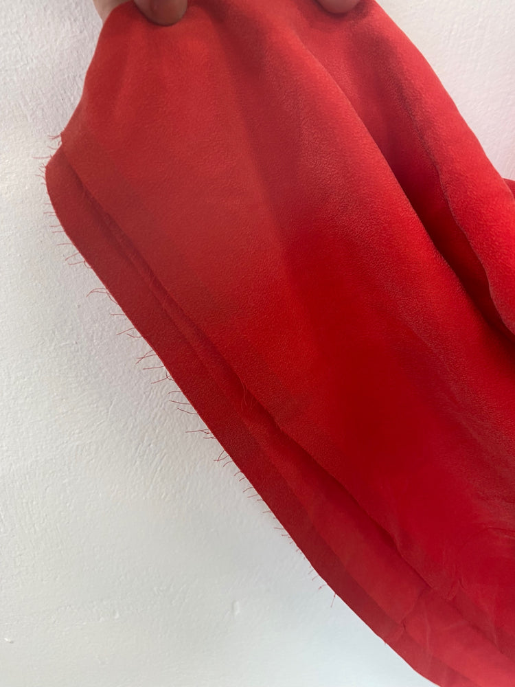 Fabulous Acne Red Asymmetric Silk Raw Hem Mini Dress Elaine UK10 GM143