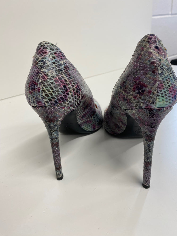Fabulous Roland Mouret snakeskin pastels High Heels Uk7 Lilac Pink silver GM143