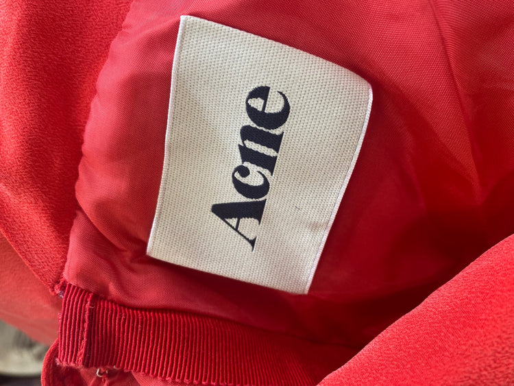 Fabulous Acne Red Asymmetric Silk Raw Hem Mini Dress Elaine UK10 GM143