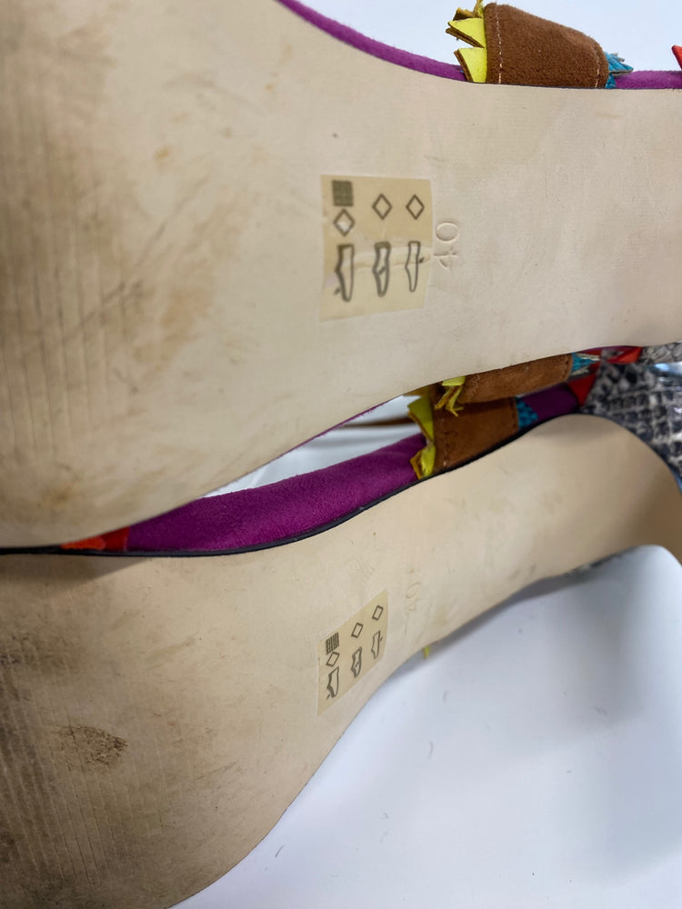 Fabulous Miss KG high stiletto Aztec Sandals Uk7 Multicoloured snakeskin GM143