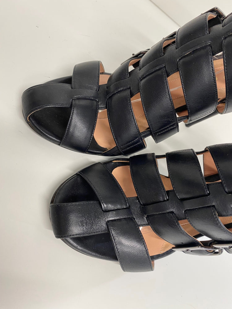Fabulous Roland Mouret Strappy leather stilleto Sandals Uk7 Black Ankle strap GM143