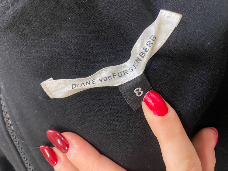 Fabulous Diane Von Furstenberg Dress UK 8 Black midi formal GM143