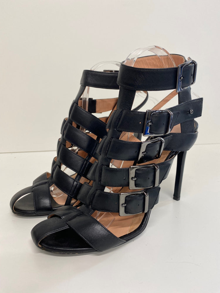 Fabulous Roland Mouret Strappy leather stilleto Sandals Uk7 Black Ankle strap GM143
